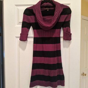 Purple & Black Striped Cowl Neck Dress (XS)
